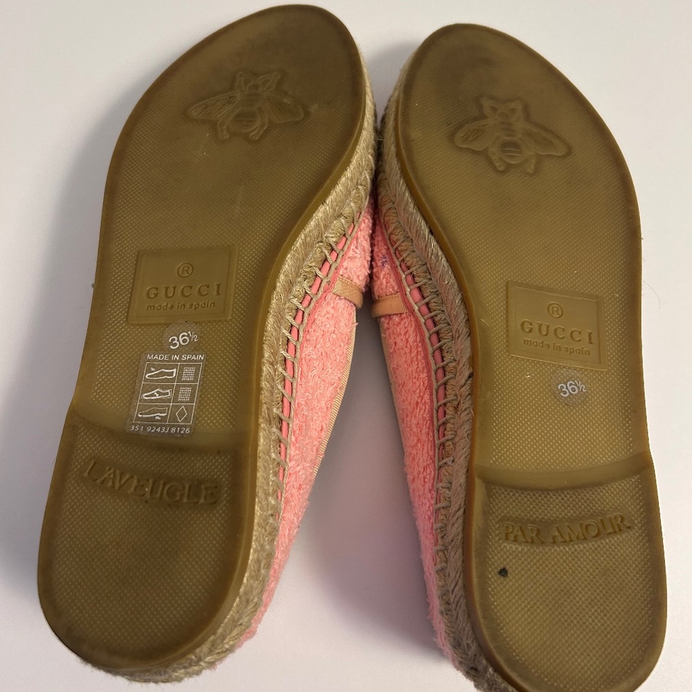 Gucci Pilar Dusty Pink Interlocking G Logo Terrycloth Espadrilles Size 6.5 - Picture 6 of 9